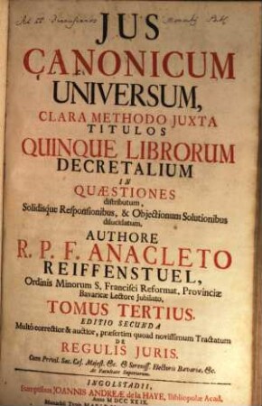 Ius canonicum universum, 3