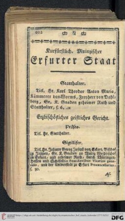 Kurfürstlich. Mainzischer Erfurter Staat