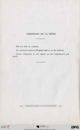 Conditions de la vente