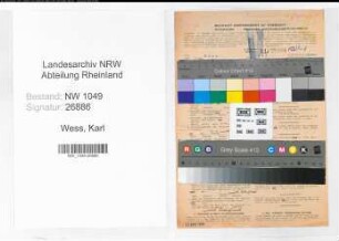 Entnazifizierung Karl Wess , geb. 29.12.1897 (Kaufmann)