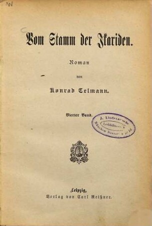 Vom Stamm der Ikariden : Roman von Konrad Telmann, 4
