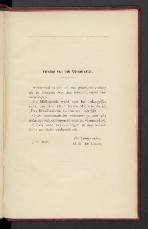 Verslag van den Conservator