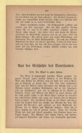 Aus der Geschichte des Vaterlandes