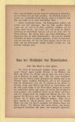 Aus der Geschichte des Vaterlandes