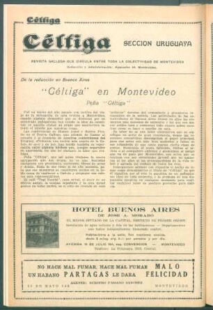 De la redacción en Buenos Aires : "Céltiga" en Montevideo. Peña "Céltiga"