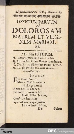 [Officium Parvum XI. bis XX.]