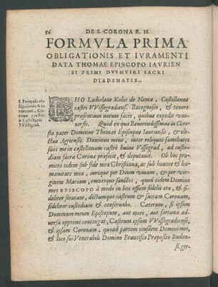 Formula Prima Obligationis Et Iuramenti Data Thomae ...