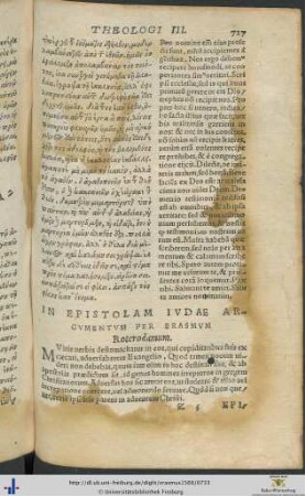 IN EPISTOLAM IUDAE ARGUMENTUM PER ERASMUM Roterodamum