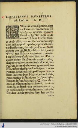Sebastianus Munsterus pio Lectori S. D.