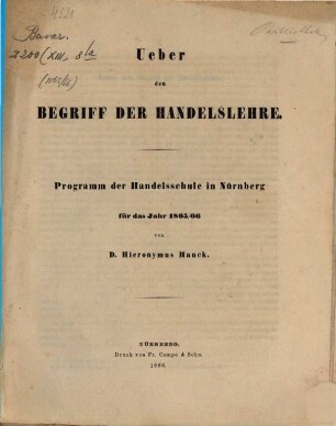 Ueber den Begriff der Handelslehre