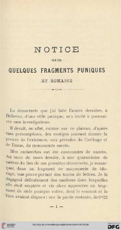 Sér. 5: Notice sur quelques fragments puniques et romains