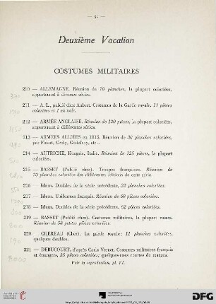 Costumes militaires (Nr. 210-263)