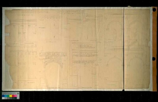 Antike Arkaden im Vergleich: des Marcellustheaters, des Tabularium, des Portikus Pompeius, des Forum Olitorio, des Vivarium, der Porta S. Lorenzo, des Kollosseums