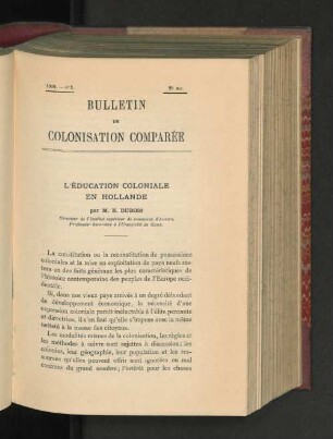 L'Èducation Coloniale En Hollande.