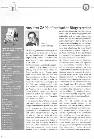 Aus dem ZA Hamburgischer Bürgervereine