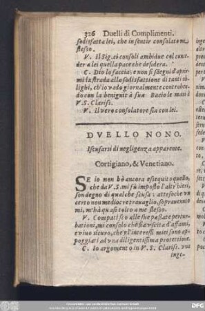 Duello Nono. Iscusarsi di negligenza apparente.