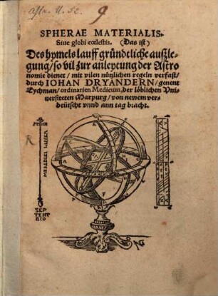 Sphaerae materialis ... : d.i. des Himmels Lauff gründliche Auslegung