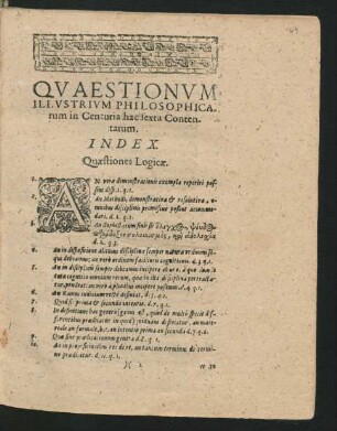Index Quaestiones Logicae.
