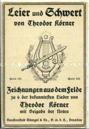 Umschlagmappe für Postkarten mit Liedillustrationen zu Theodor Körner