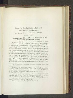Über die Löslichkeitsverhältnisse von Bodenkonstituenten.