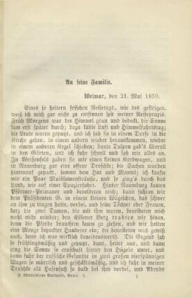 An seine Familie. Weimar, den 21. Mai 1830