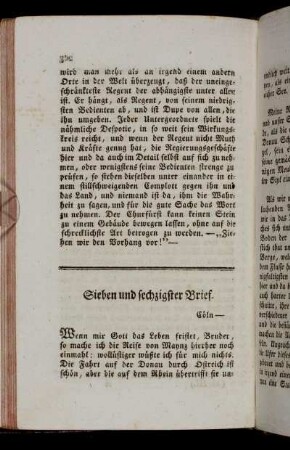 Sieben und sechzigster Brief. Cöln