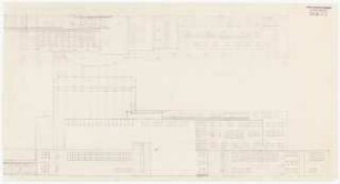 Staatstheater Kassel: Südostansicht, Nordwestansicht 1:200, (Vorzeichnung)