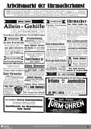 Arbeitsmarkt der Uhrmacherkunst