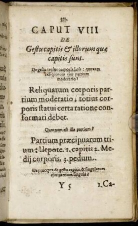Caput VIII De Gestu capitis & illorum quæ capitis sunt.