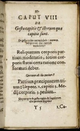 Caput VIII De Gestu capitis & illorum quæ capitis sunt.