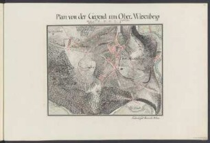 Umgebungskarte von Oberwiesenberg, Federzeichnung, bis 1803 : Band 2: Seite 19: Plan von der Gegend um Ober=Wiesenberg / Friedrich Carl Heinrich Wilcke jun.. - [S.l.]. - 1 Karte ; Handzeichnung, koloriert, 15 x 19 cm