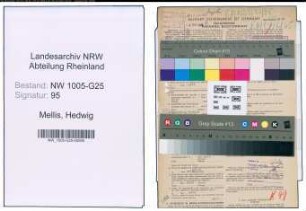 Entnazifizierung Hedwig Mellis , geb. 23.01.1893 (Drogistin)