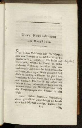 Zwey Freundinnen im Unglück.
