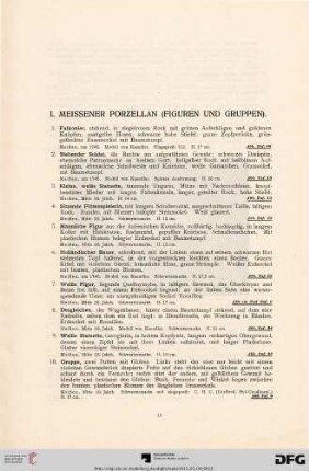 I. Meissener Porzellan (Nr. 1-123)
