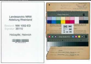 Entnazifizierung Heinrich Holzapfel, geb. 28.02.1910 (Studienrat)