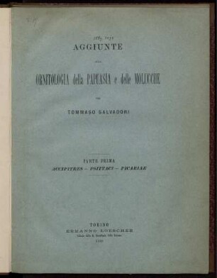 Aggiunte P. 1: Accipitres, Psittaci, Picariae