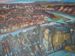 Wachwitz, Blick über die kgl. Villa nach Dresden im Winter