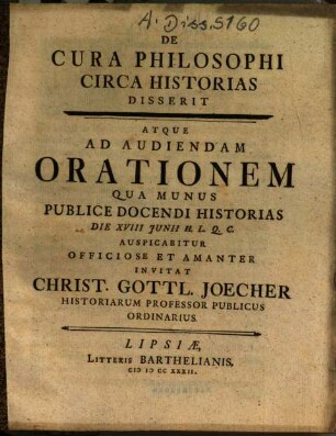 De cura philosophi circa historias