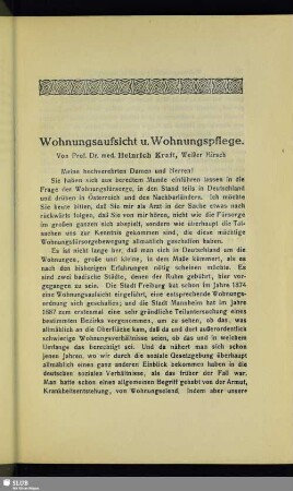 Wohnungsaufsicht u. Wohnungspflege