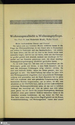 Wohnungsaufsicht u. Wohnungspflege
