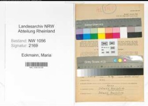 Entnazifizierung Maria Eckmann , geb. 21.11.1912 (Lehrerin)