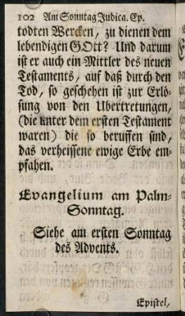 102-114, Evangelium am Palm-Sonntag. - Evang. am Oster-Montag.