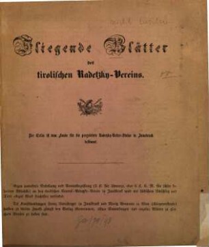 Fliegende Blätter des tirolischen Radetzky-Vereins