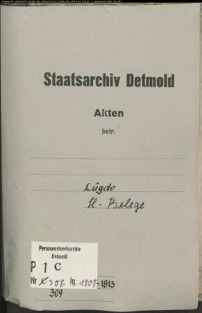 Belegakten zum Heiratsregister der katholischen Gemeinde Lügde, Kreis Höxter (1808-1813)