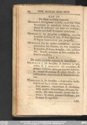Cap. IV. De statu ecclesiae externo.