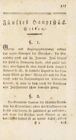 Fünftes Hauptstück. Sitten