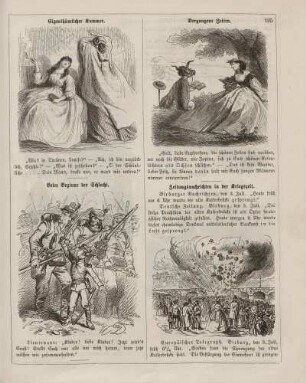 "Eigenthümlicher Kummer" "Vergangene Zeiten" "Beim Beginne der Schlacht" "Zeitungsnachrichten in der Kriegszeit"