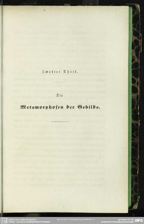 Zweiter Theil. Die Metamorphosen der Gebilde