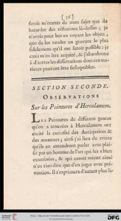 Section  Observations sur les Peintures d'Herculanum