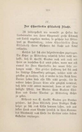 IV. Der Churfürstin Elisabeth Flucht